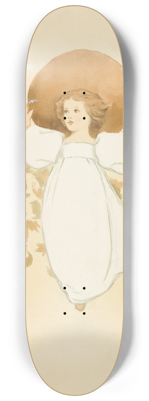 Louis Prang - Little Girl with Leaves 8.25 inch art skate deck