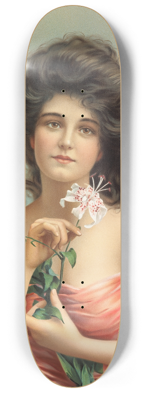Louis Prang - Woman with Lily 8.25 inch art skate deck