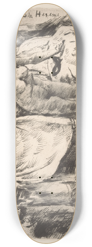 Lovis Corinth - Groep vrouwen, waarvan n naakt en een ander een doek omhooghoudend 8.25 inch art skate deck
