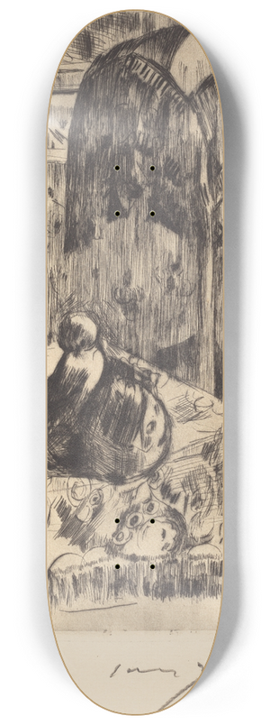 Lovis Corinth - Interior with Floor Lamp (Interieur mit Stehlampe) 8.25 inch art skate deck