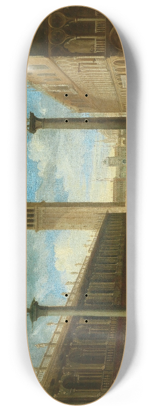 Luca Carlevarijs - A view of the Piazza San Marco looking north from the Piazzetta towards the clock tower, Venice 8.25 inch art skate deck