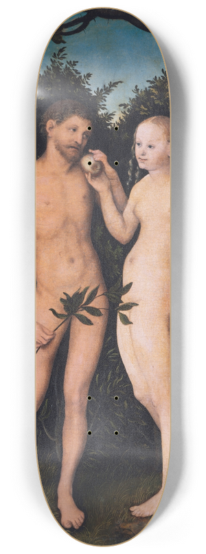 Lucas Cranach the Elder - Adam and Eve in paradise (The Fall) 8.25 inch art skate deck