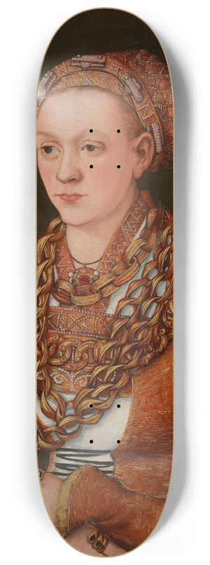 Lucas Cranach the Elder - Portrait of Anna Buchner, ne Lindacker 8.25 inch art skate deck Lucas Cranach the Elder - Portrait of Anna Buchner, ne Lindacker 8.25 inch art skate deck