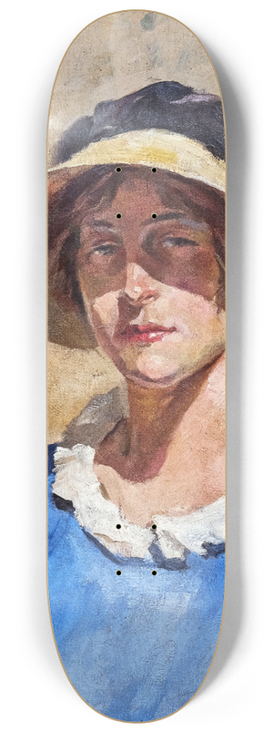 Luce Boyals - Self-portrait with a straw hat 8.25 inch art skate deck