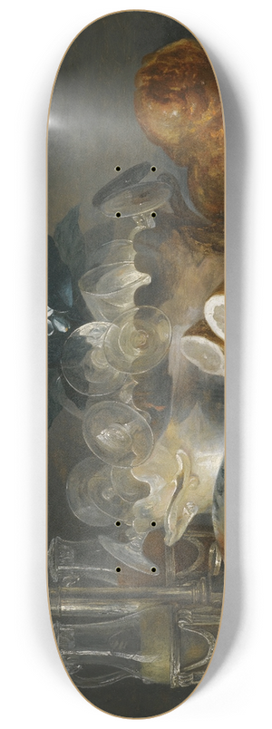 Anne Vallayer-Coster - A Still Life Of Mackerel, Glassware, A Loaf Of Bread AndLemons On A Table With A White Cloth 8.25 inch art skate deck
