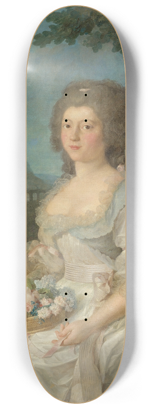 Anne Vallayer-Coster - Portrait de femme en buste tenant une corbeille de fleurs 8.25 inch art skate deck