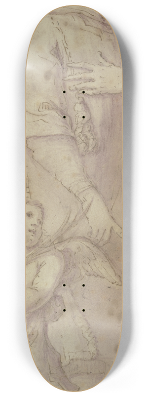 Ludovico Carracci - Der Heilige Crispinus mit einem Engel in einer Nische 8.25 inch art skate deck