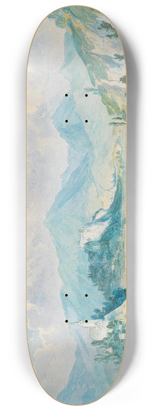 Ludwig Halauska - A view of Bled island in lake Bled in Slovenia 8.25 inch art skate deck
