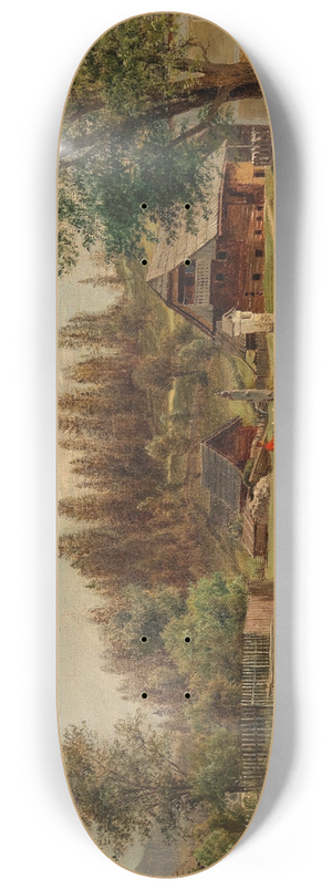 Ludwig Halauska - Blick auf das Dorf Tutschach bei Aflenz mit dem Jauringbach im Vordergrund 8.25 inch art skate deck