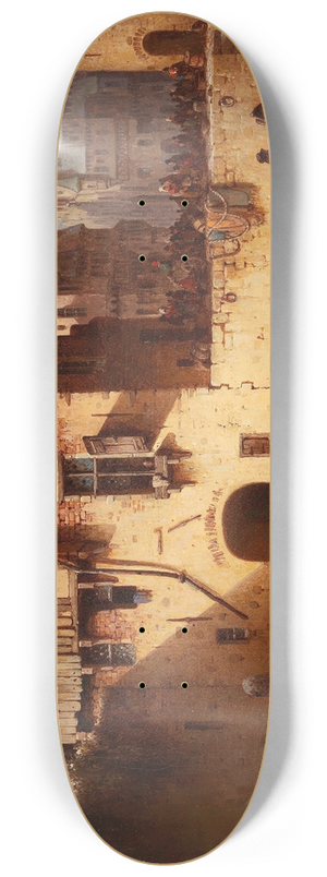 Ludwig Hermann - View of a City in Winter 8.25 inch art skate deck