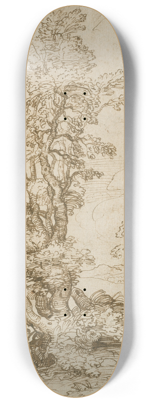 Annibale Carracci - Landscape with Man Sleeping beneath Tree 8.25 inch art skate deck