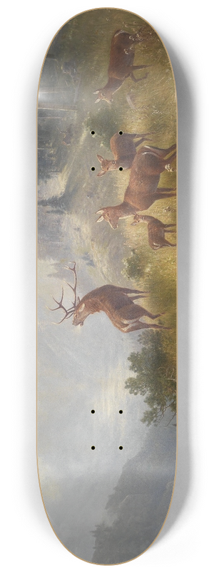 Ludwig Sckell - Hirsche im Hochgebirge 8.25 inch art skate deck