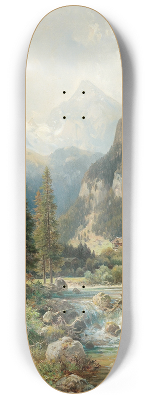 Ludwig Sckell - Scene near Berchtesgaden with Watzmann 8.25 inch art skate deck