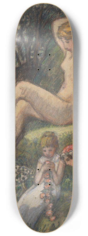 Ludwig von Hofmann - Frhlingsidylle mit Badender und Blumenkindern 8.25 inch art skate deck