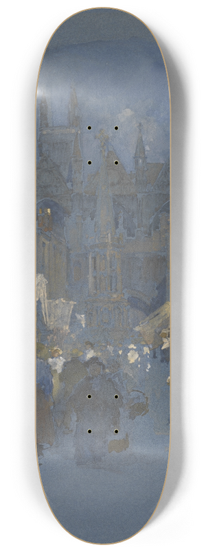 Luigi Loir - A Market Square before a Cathedral 8.25 inch art skate deck
