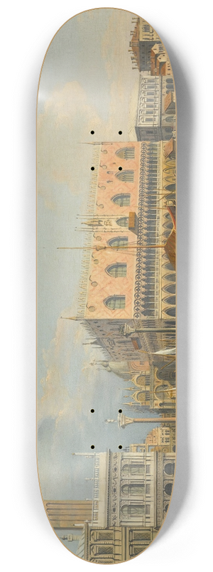 Manner of Canaletto - Venice, a view of the Molo from the Bacino di San Marco, with the Zecca and the Palazzo Ducale 8.25 inch art skate deck