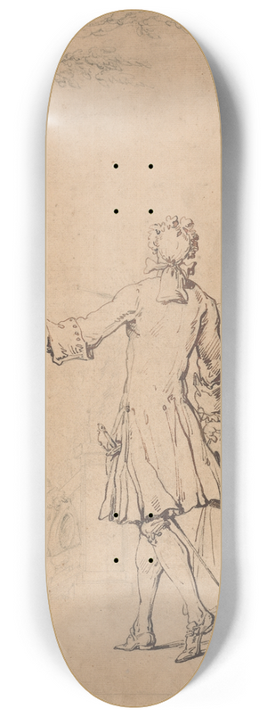 Marcellus Laroon the Younger - Landscape with figures walking 8.25 inch art skate deck