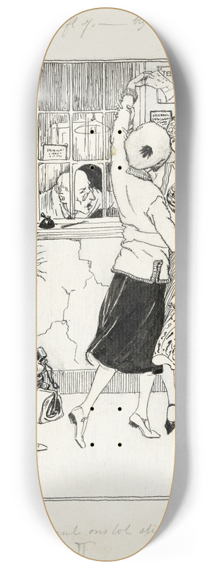 Anny Leusink - Drie meisjes dansen voor een postkantoor 8.25 inch art skate deck