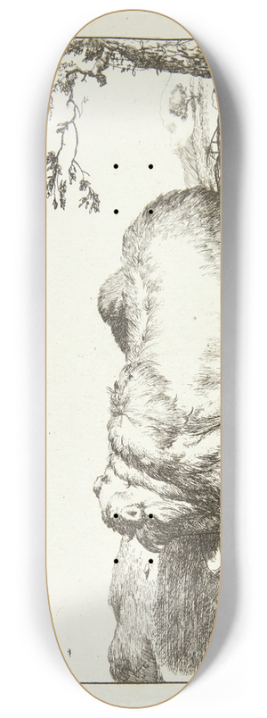 Marcus de Bye - Liggende bjrn, set i profil, drikkende fra en skl 8.25 inch art skate deck