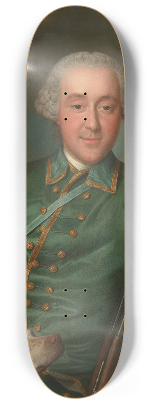 Marianne Loir - Portrait of Nicholas Anne de Lisle with a rifle and hunting dog 8.25 inch art skate deck