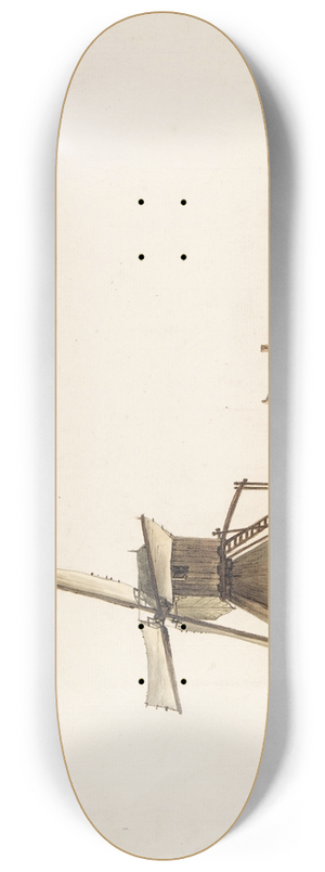 Anthonie Erkelens - Landscape with Windmill 8.25 inch art skate deck