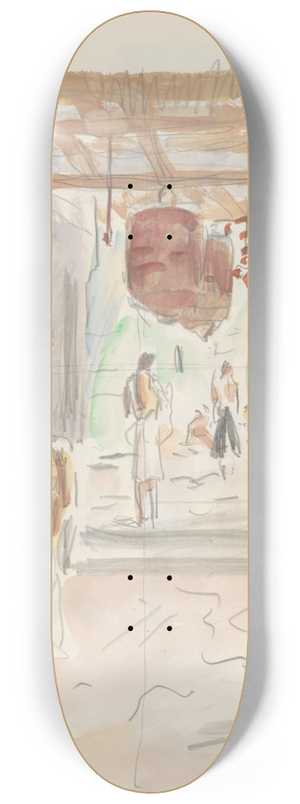 Marius Bauer - Overdekte straat met lampionnen en figuren 8.25 inch art skate deck