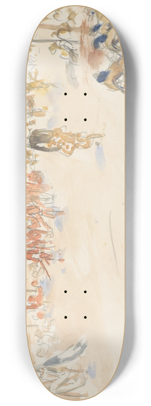 Marius Bauer - Straatscne met een optocht en figuren met parasols 8.25 inch art skate deck