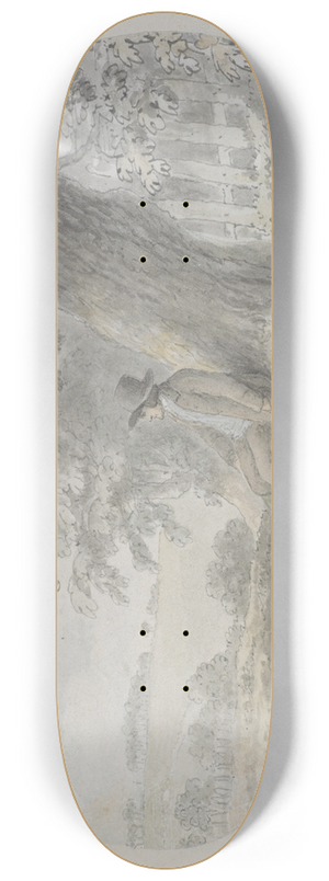 Anthony Devis - Landscape with seated man 8.25 inch art skate deck