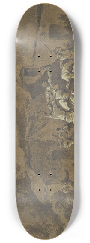 Marquard Wocher - Rauferei vor einer Bauernschenke 8.25 inch art skate deck