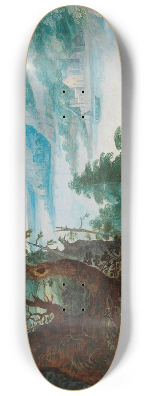 Marten Ryckaert - A mountainous landscape with huntsmen 8.25 inch art skate deck