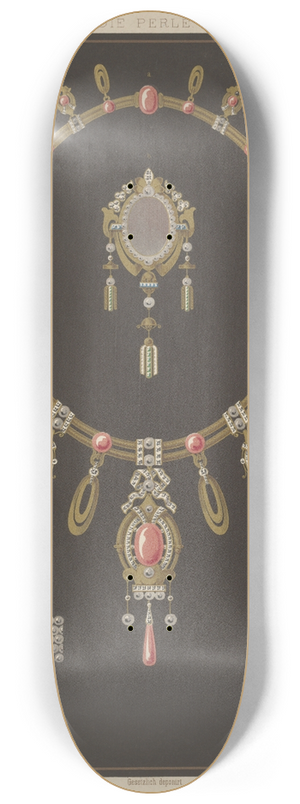 Martin Gerlach - Four Designs For Jewelry, Including Large Necklace With Pink Stones. 8.25 inch art skate deck
