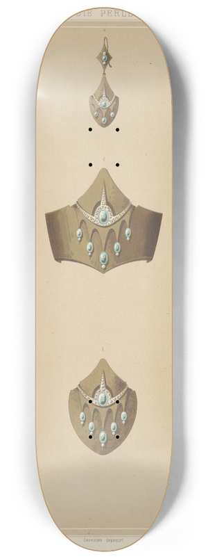 Martin Gerlach - Ten Designs For Jewelry, Including Gold Pointed Bracelet With Green Stones. 8.25 inch art skate deck
