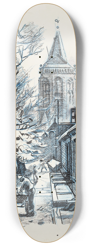 Martin Monnickendam - Straatje met gezicht op de St. Nicolaaskerk te Monnickendam 8.25 inch art skate deck