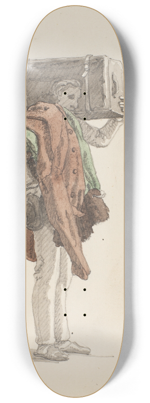 Martinus Rrbye - Stende mand der brer p en overfrakke og en kuffert 8.25 inch art skate deck