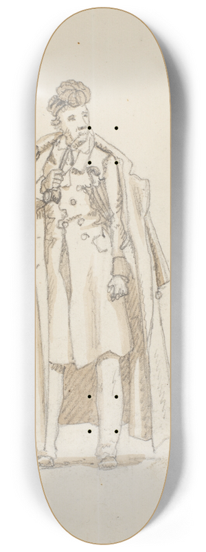 Martinus Rrbye - Stende mand med kappe og pibe 8.25 inch art skate deck