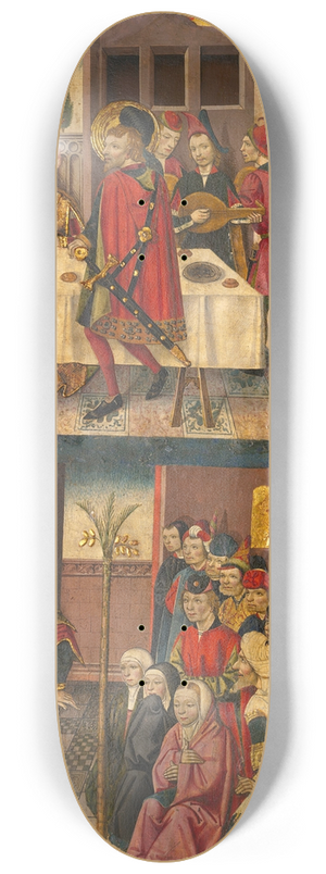 Martn de Soria - Saint Christopher Taking Leave of the King Who Feared Satan; Saint Christopher and His Converts 8.25 inch art skate deck