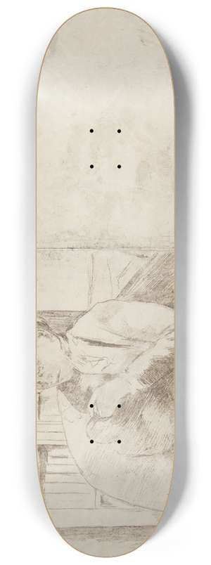 Mary Cassatt - Knitting in the Library (verso) 8.25 inch art skate deck