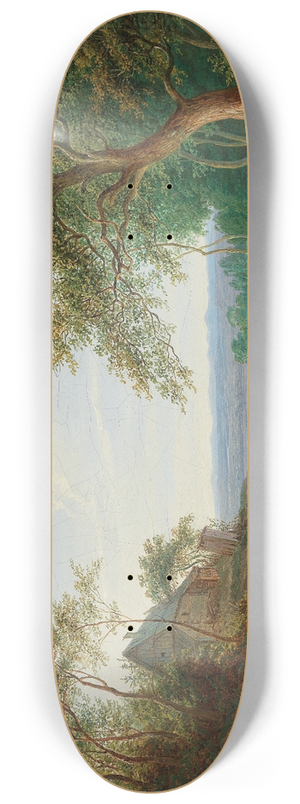 Matthias Rudolf Toma - A peasant couple with a timber cart in a vast Danube landscape 8.25 inch art skate deck