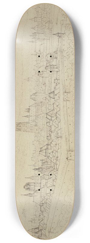 Matthus Merian the elder - Blick auf Frankfurt am Main vom Mhlberg aus gesehen, im Vordergrund, von der Stadtmauer umschlossen, Sachsenhausen 8.25 inch art skate deck