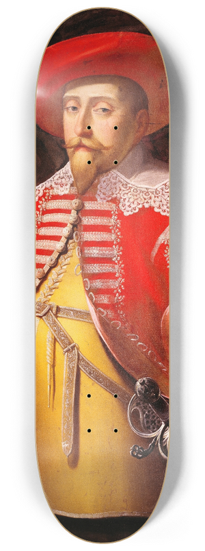 Matthus Merian the elder - Gustavus Adolphus of Sweden (1594-1632) 8.25 inch art skate deck