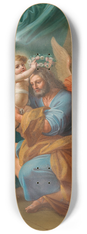 Mattia de Mare - The Christ Child crowning Saint Joseph with Angels behind 8.25 inch art skate deck