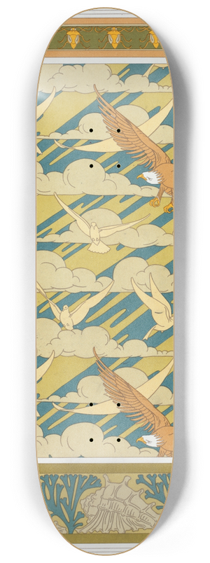 Maurice Pillard Verneuil - Carpocoris, bordure. Aigles et pigeons, papier peint. Coquillages et algues, bordure. 8.25 inch art skate deck Maurice Pillard Verneuil - Carpocoris, bordure. Aigles et pigeons, papier peint. Coquillages et algues, bordure. 8.25 inch art skate deck