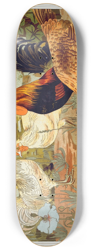 Maurice Pillard Verneuil - Coqs et poules. 8.25 inch art skate deck