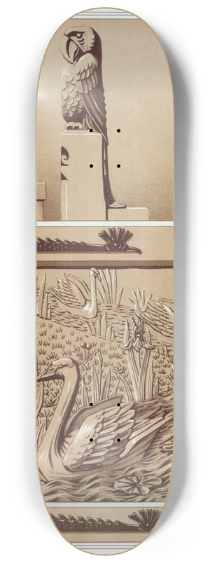 Maurice Pillard Verneuil - Perroquets, aigle, bois sculpt. Cygnes et iris, porte en bois sculpt. 8.25 inch art skate deck Maurice Pillard Verneuil - Perroquets, aigle, bois sculpt. Cygnes et iris, porte en bois sculpt. 8.25 inch art skate deck