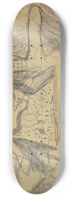 Max Beckmann - Abstrakte Krakelzeichnung auf zwei Seiten einer Feldpostkarte; Ein Mnnerkopf 8.25 inch art skate deck