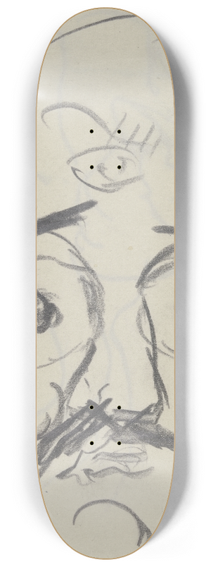 Max Beckmann - Kopf Ugi Battenbergs als Grimasse mit groen runden Augen 8.25 inch art skate deck