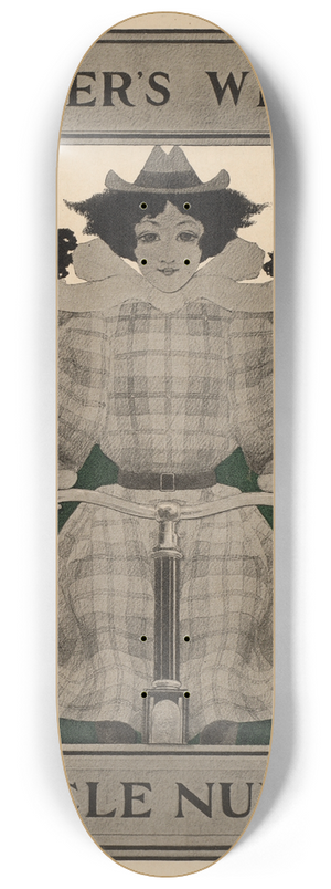 Maxfield Parrish - Harpers Weekly Bicycle Number 8.25 inch art skate deck