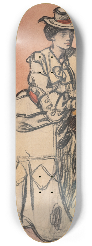 Maxime Dethomas - An Elegant Parisinne Seated in a Caf 8.25 inch art skate deck