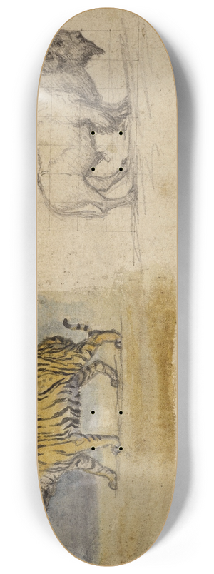 Antoine-Louis Barye - Etude dun tigre et dun bison 8.25 inch art skate deck