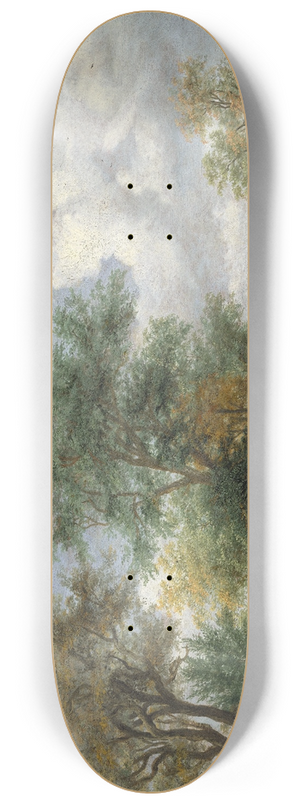 Meindert Hobbema - A Wooded Landscape with Figures 8.25 inch art skate deck